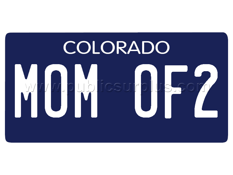 Mother's Day "MOM OF2" CO Vanity License Plate — photo 1
