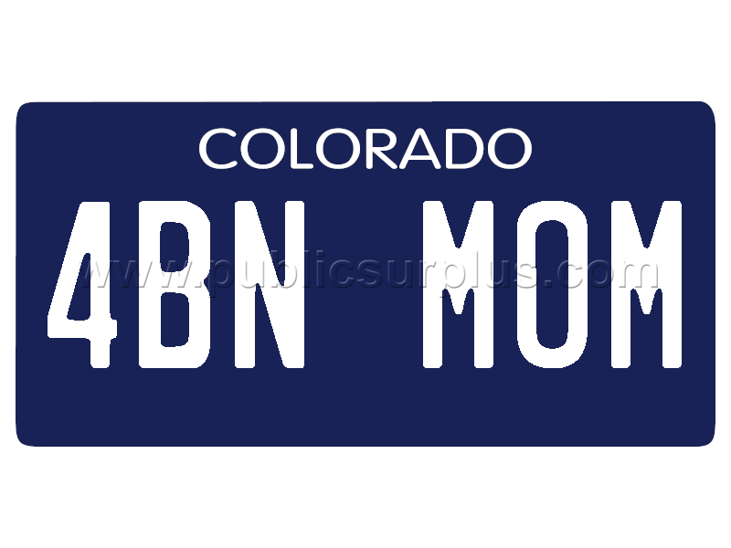 Mother's Day "4BN MOM" CO Vanity License Plate — photo 1