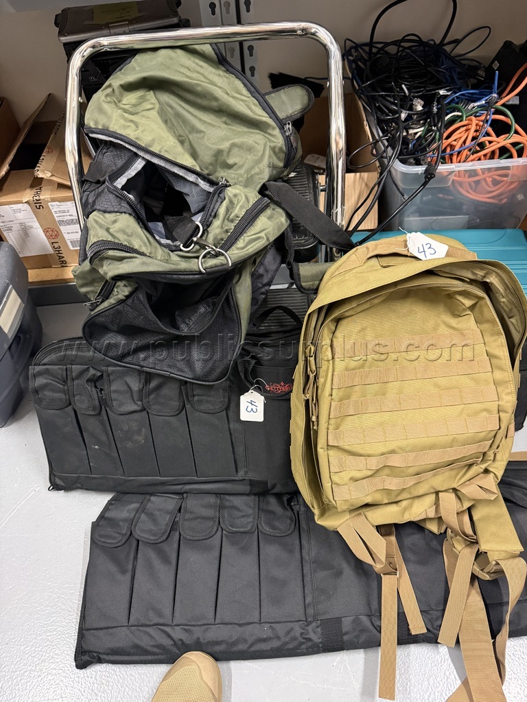 LOT OF RIFLE BAGS, BACKPACK, MEDIUM DUFFLE BAG — photo 1
