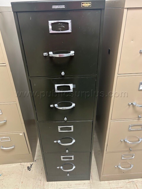 Steelcase Dark Olive Vertical File Cabinet — photo 1