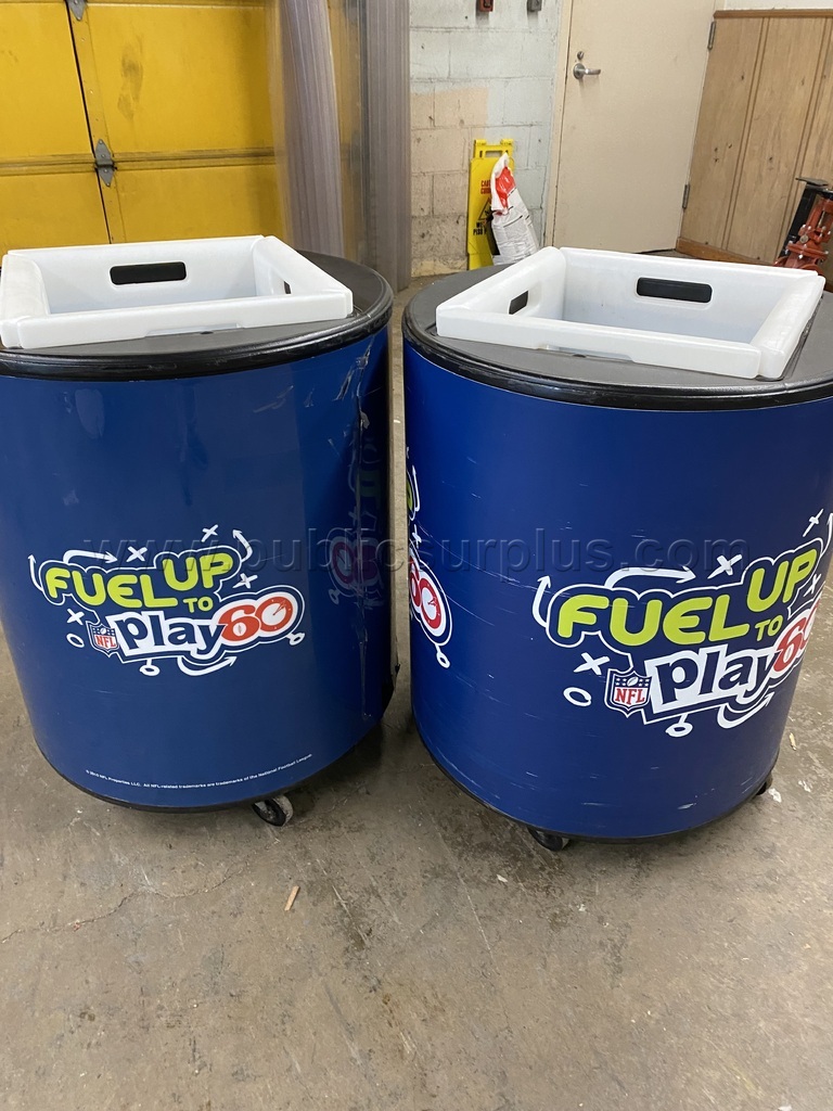 NFL MILK BARREL ROLLING MOBILE COOLERS DRINKS PARTY CATERING — photo 1