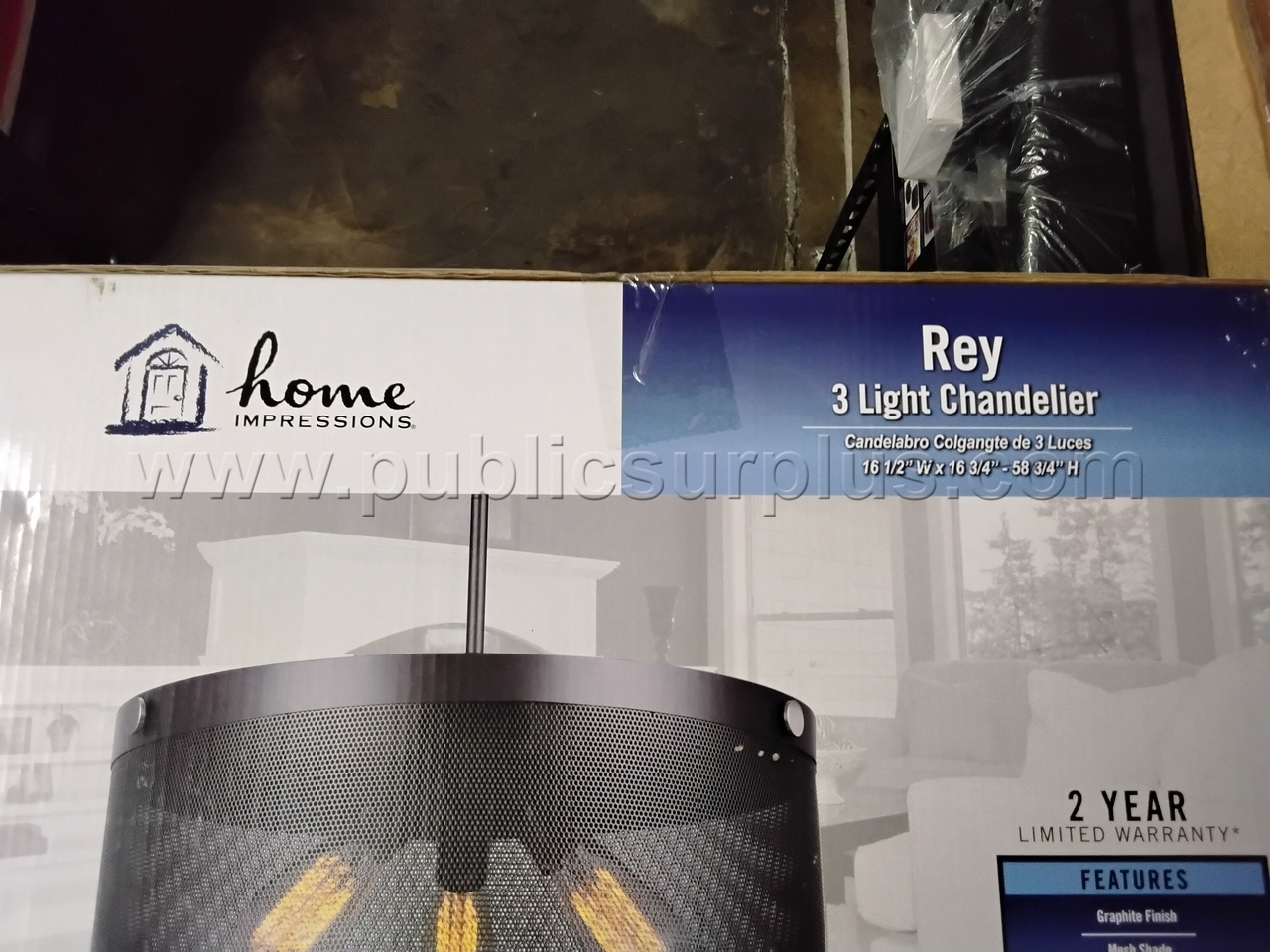 Lot of 3 Home Impressions Rey 3-Light Chandelier - FF — photo 1