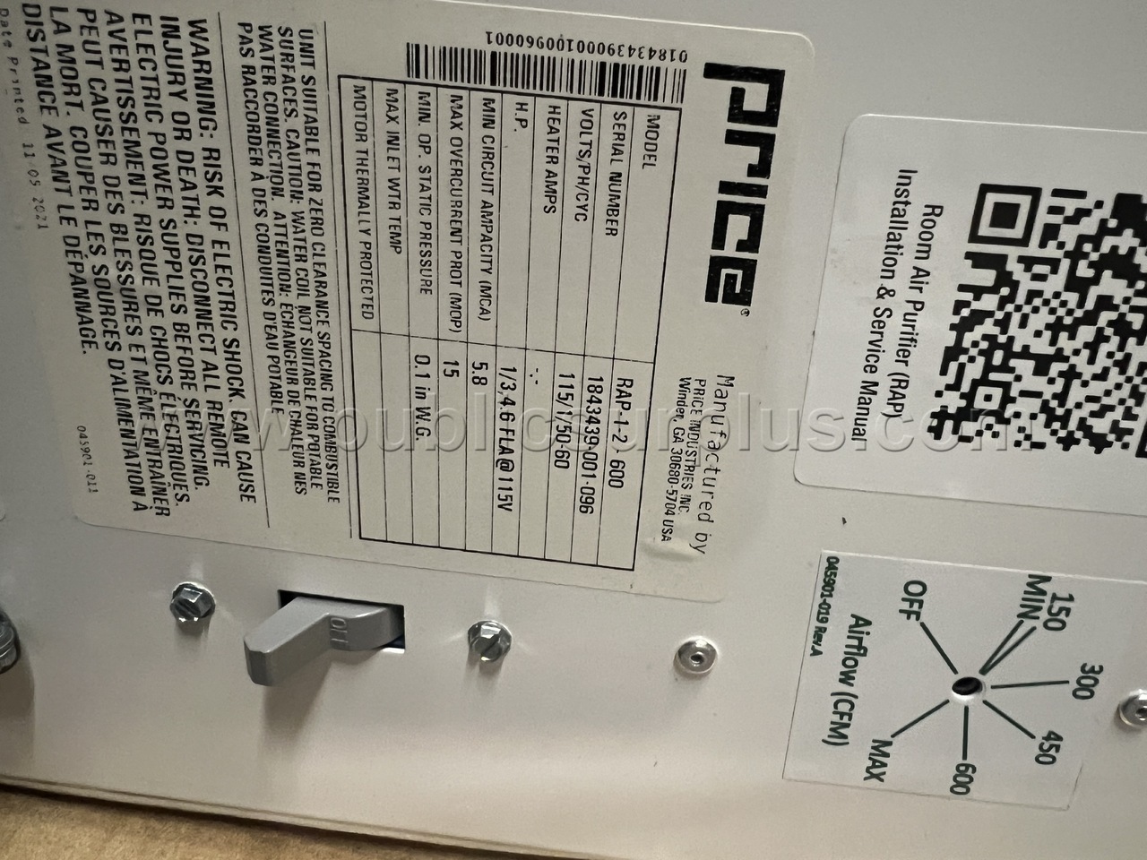 PRICE AIR PURIFIERS LOT OF (4) — photo 1