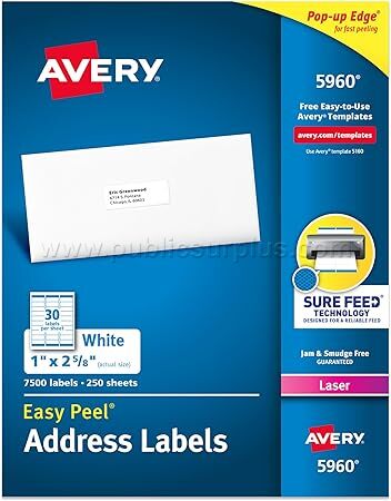 Avery, (5960) 7500 Labels/Box — photo 1