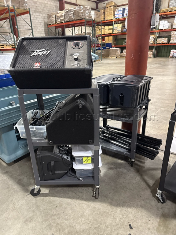 Lot of speakers , AV carts and miscellaneous equipment — photo 1