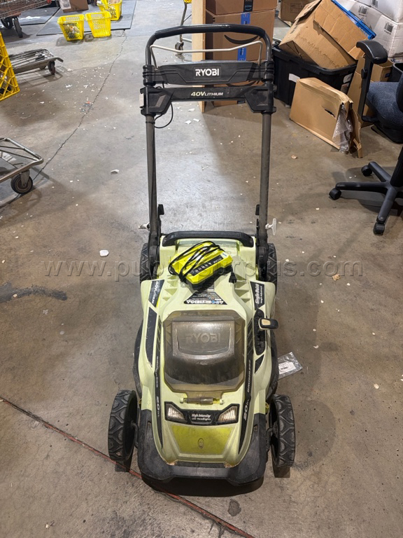 RYOBI Lawn Mower With 2 Batteries & Charger - BACK — photo 1