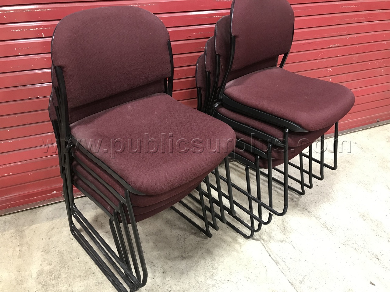 Maroon Cushion Sled Chairs (Qty:8) — photo 1