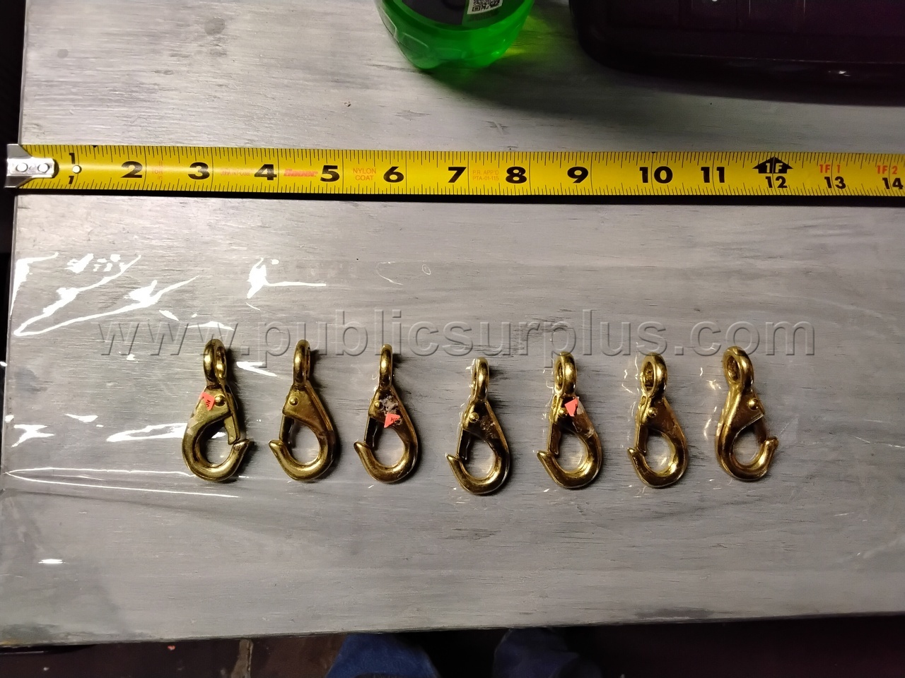 Lot of Seven Brass Snap Hooks Non-Swivel - Small Type - E — photo 1