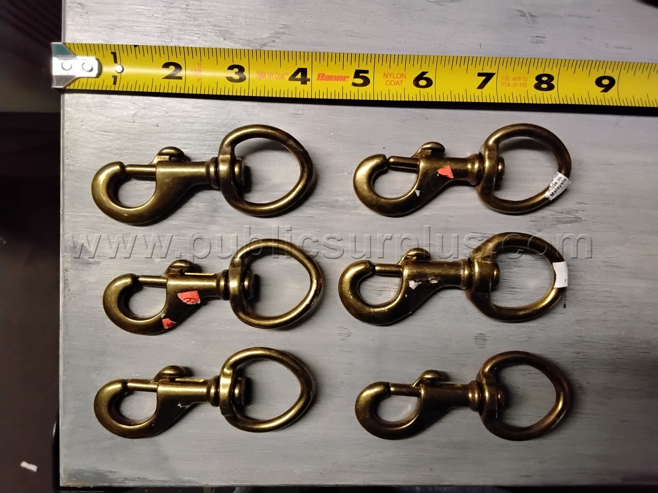 Lot of Six Brass Finish Swivel Snap Clasps - Large Type - E — photo 1