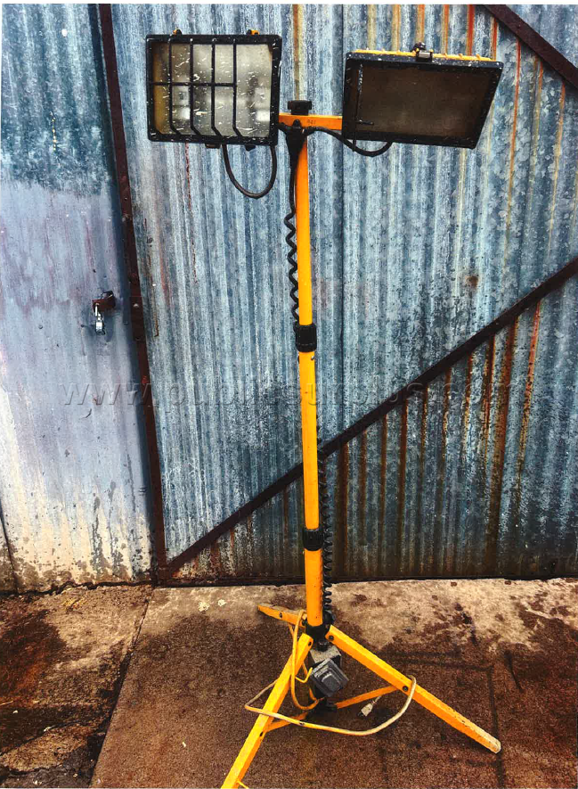 Yellow Shop Light and Stand — photo 1