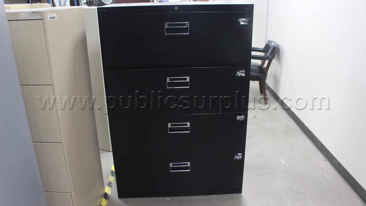 Black 4 Drawer Metal File Cabinet 3' x 18" x 53" — photo 1