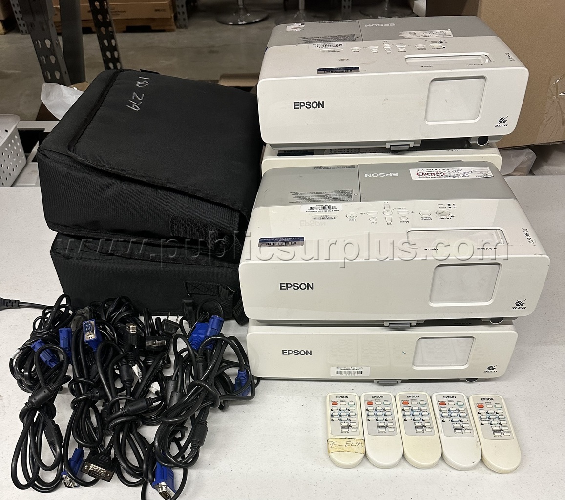 Lot of 5 Epson PowerLite 83+ Multimedia Projector w/Remotes, Power & VGA Cables — photo 1