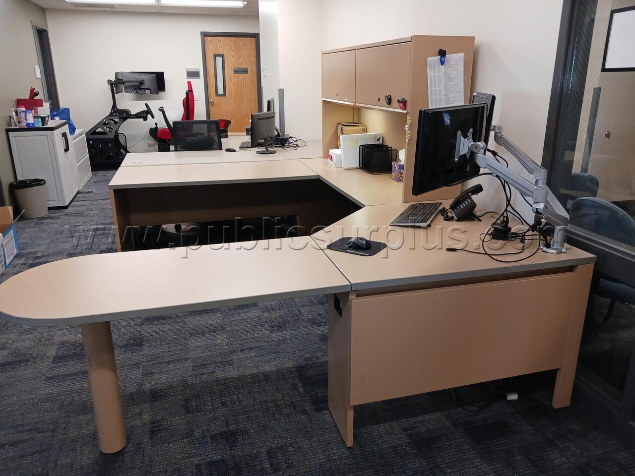 KI 700 Series U-Shaped Desk with Overhead Storage — photo 1