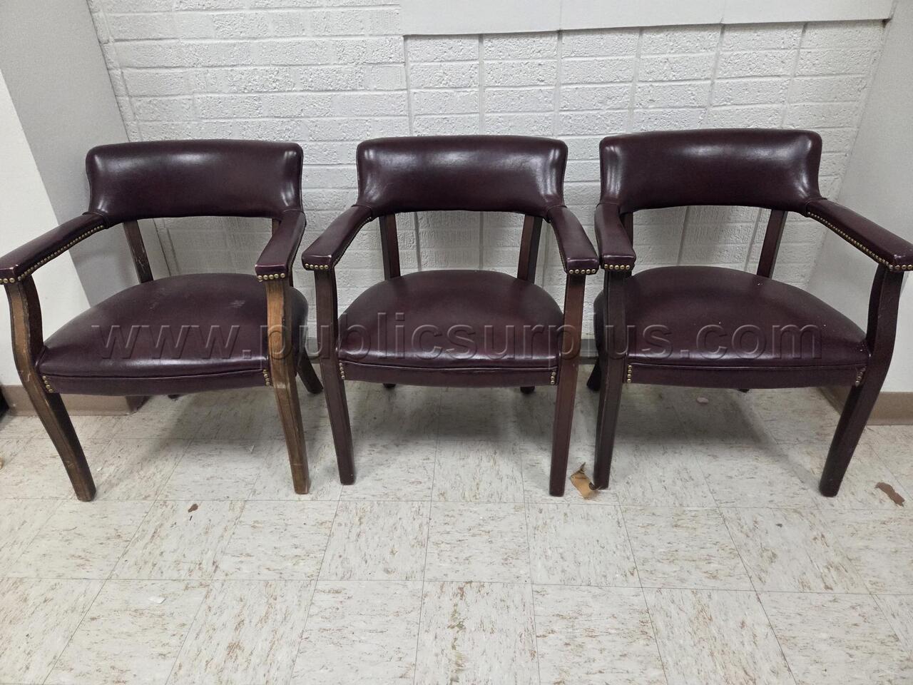 Maroon Leather Office Chairs x3 — photo 1