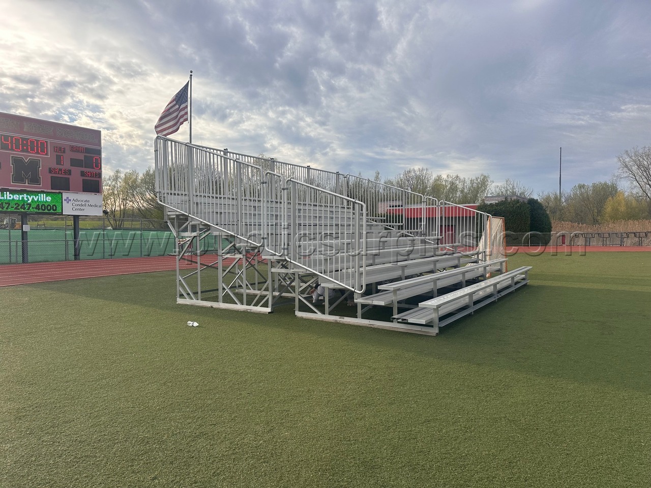 Portable Aluminum Spectator Bleachers with Guardrails — photo 1