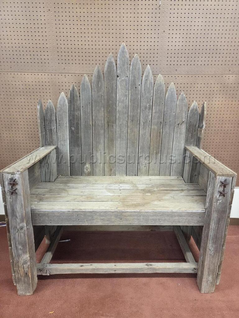 Rustic Wood Fence Picket Bench — photo 1