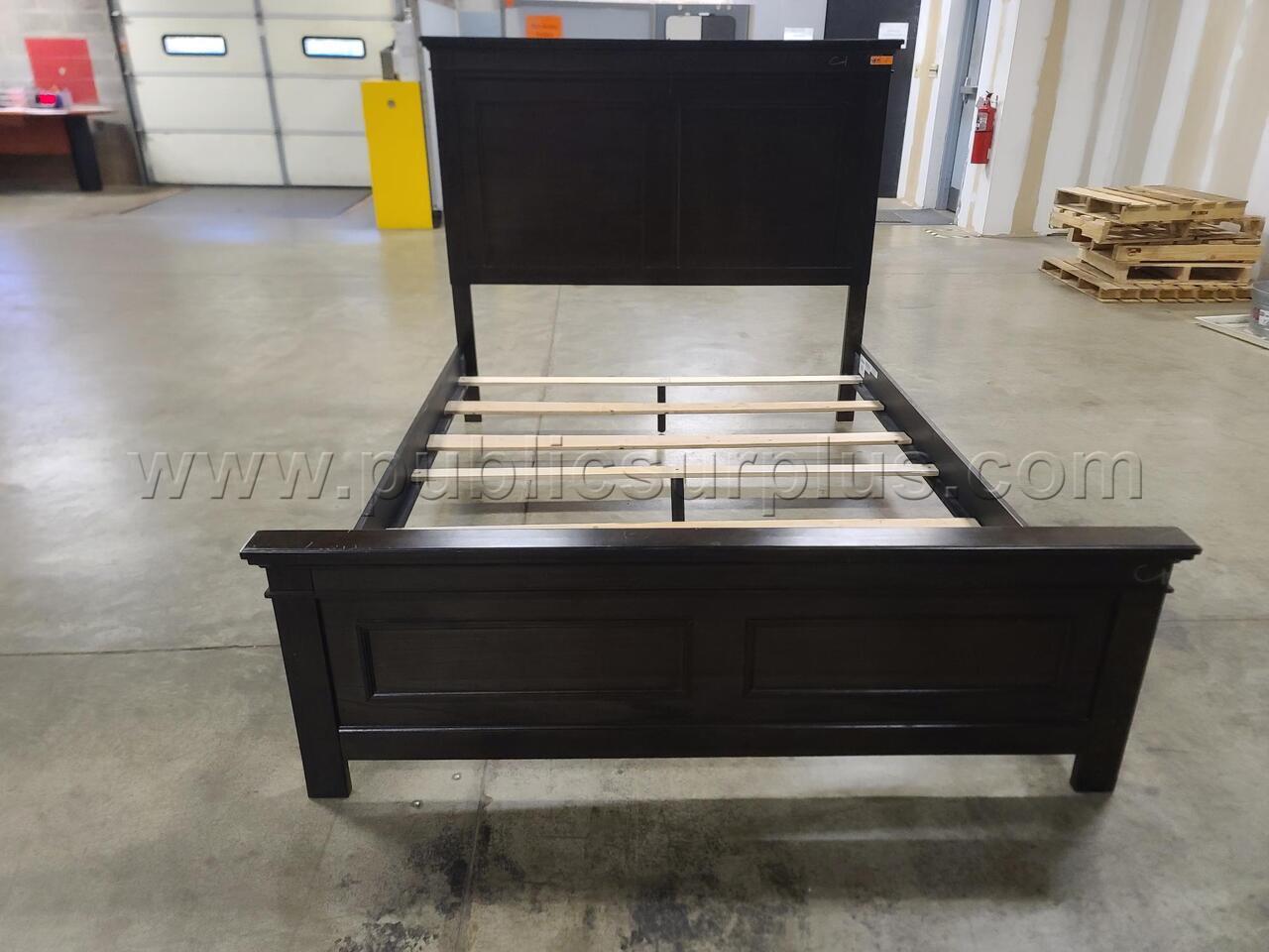 Queen-Size Bed Frame w/ Headboard & Footboard - Dark Wood - Surplus — photo 1