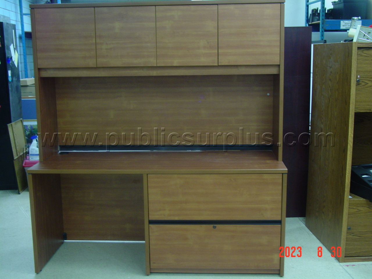 2 Drawer Wood Desk W/Hutch 67" x 2' x 6' — photo 1