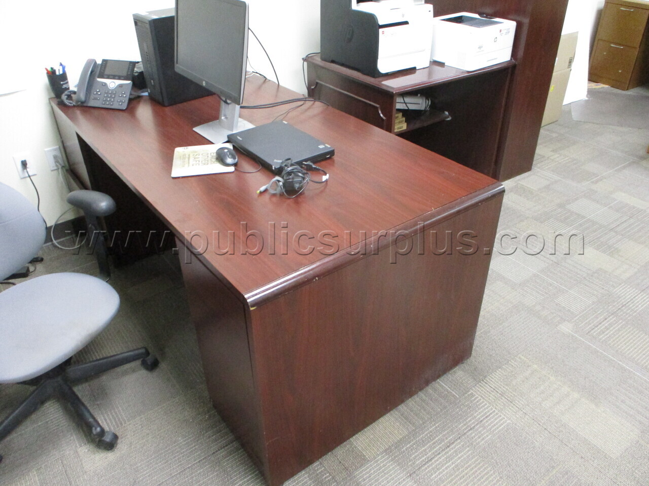 2 Cherry Wood Desks & Credenzas — photo 1