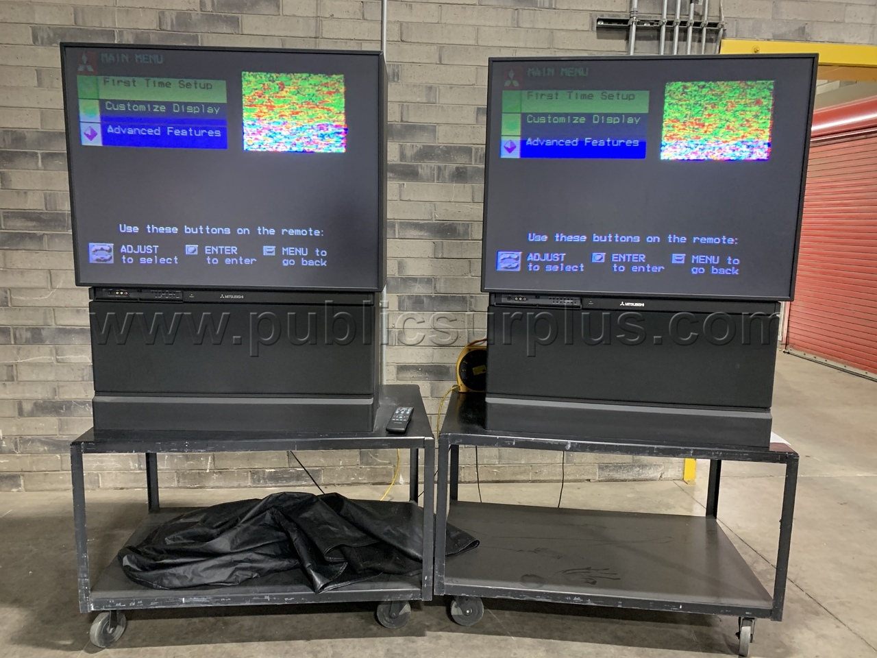 Big Screen TV's on Carts w/ Remote, Mitsubishi /KK — photo 1