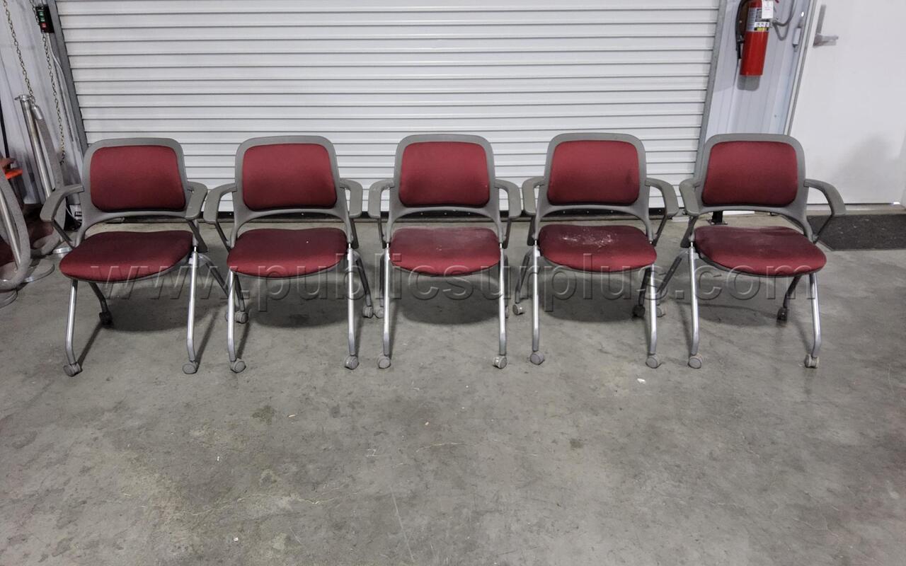 LOT OF 10 FABRIC FOLDING ROLLING CHAIRS — photo 1