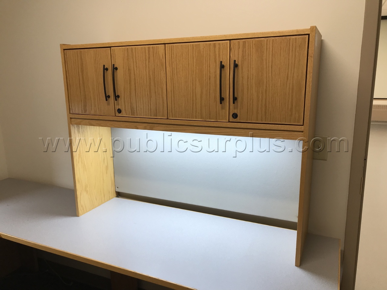 Wood Overhead Cabinets with Underlighting (Qty: 3) — photo 1