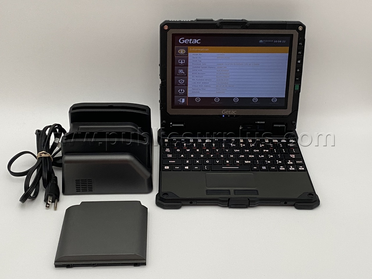 1 Getac Tablet with keyboard  - Boots to BIOS - Shipping $20.00 /RA — photo 1