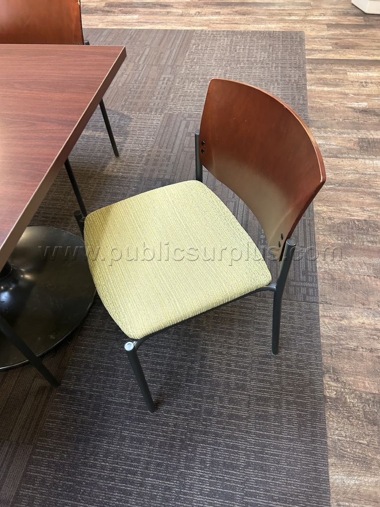 20- Green fabric Chairs w/ wood back — photo 1