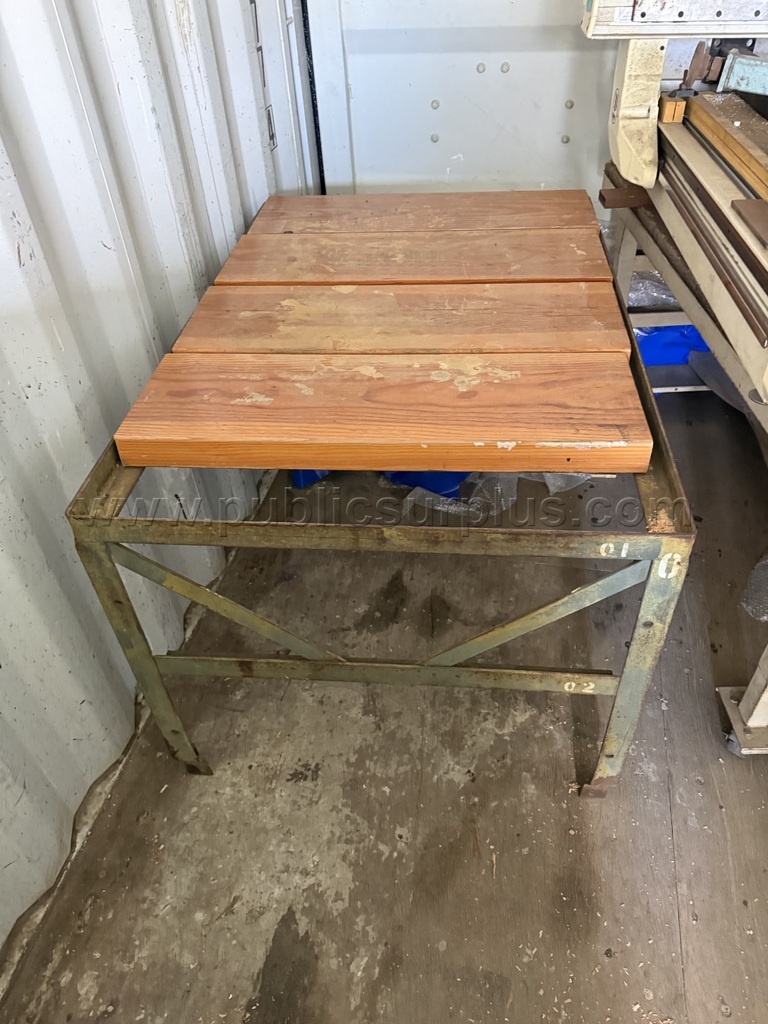 Heavy-Duty Metal Work Table with Wood Top — photo 1
