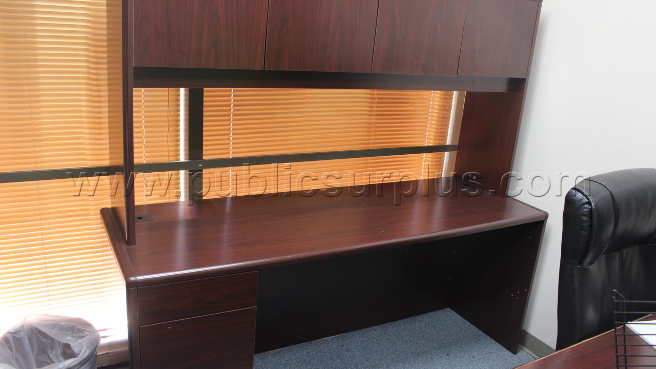 2 Drawer Cherry Desk W/Hutch 6' x 2' x 68" — photo 1