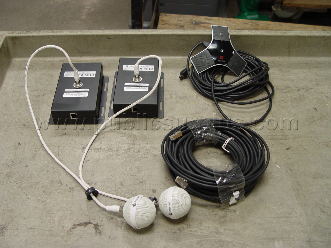 (3) Polycom Microphones w/Cords — photo 1