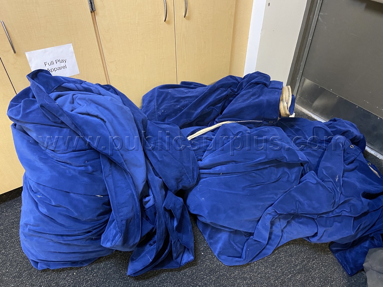 Large Royal Blue Stage Curtain Set - Two Main Panels & Matching Valance — photo 1