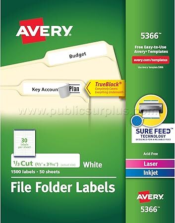 Avery (5366)  2/3" x 3-7/16", White, 1,500 Labels/Pack — photo 1