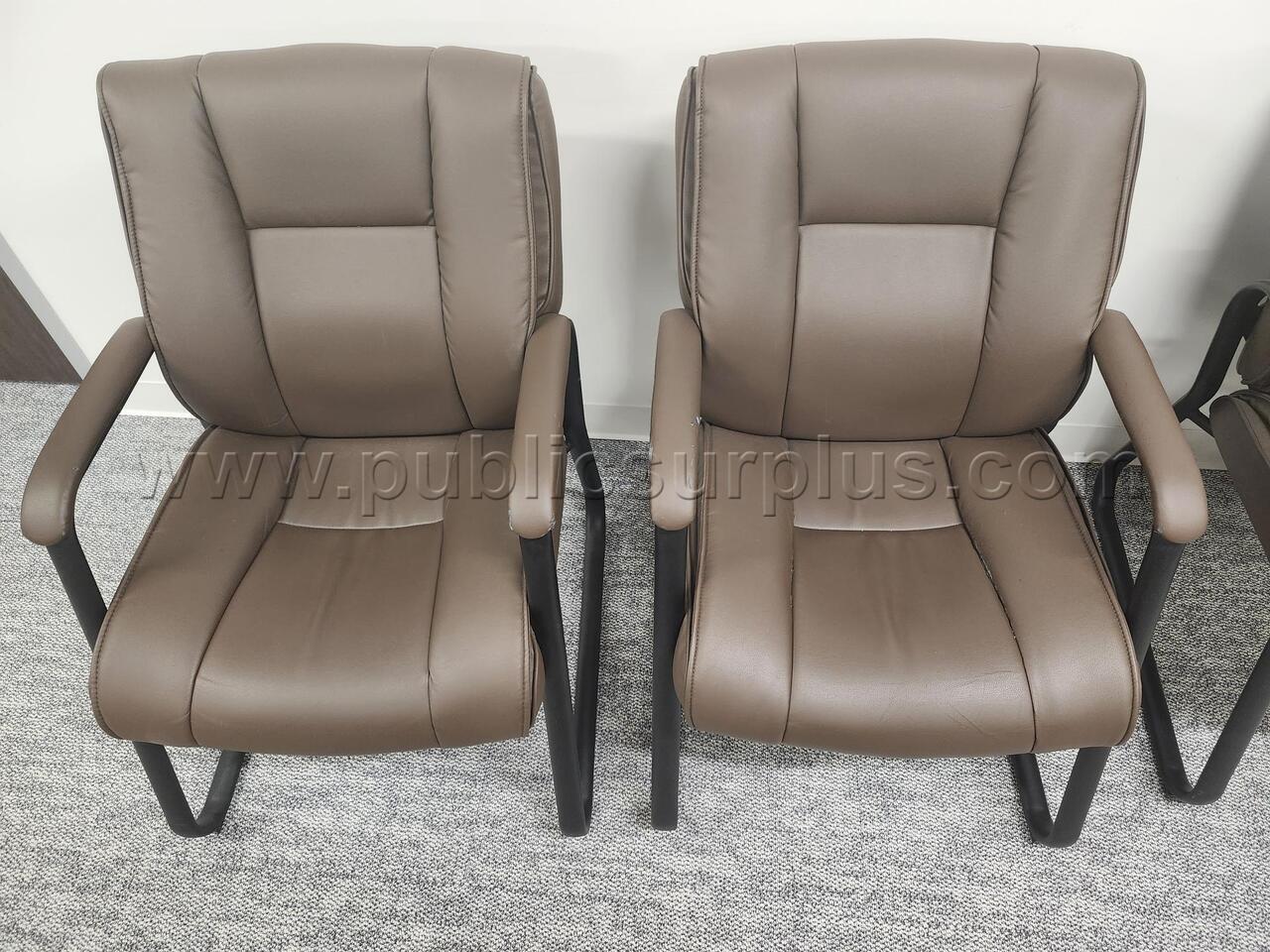 Lot 1 - 5 Chairs: (4) Brown Non Rolling Chairs, (1) Gray Rolling Chair — photo 1