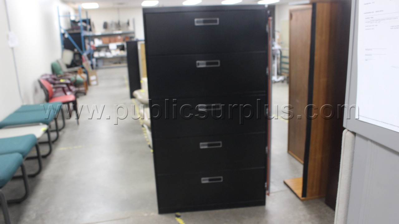 Black 5 Drawer Metal File Cabinet 3' x 18" x 65" — photo 1