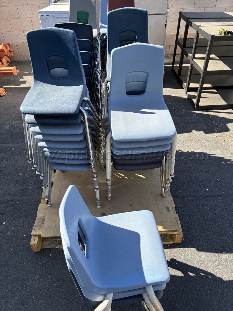 Lot of Blue Student Chairs — photo 1