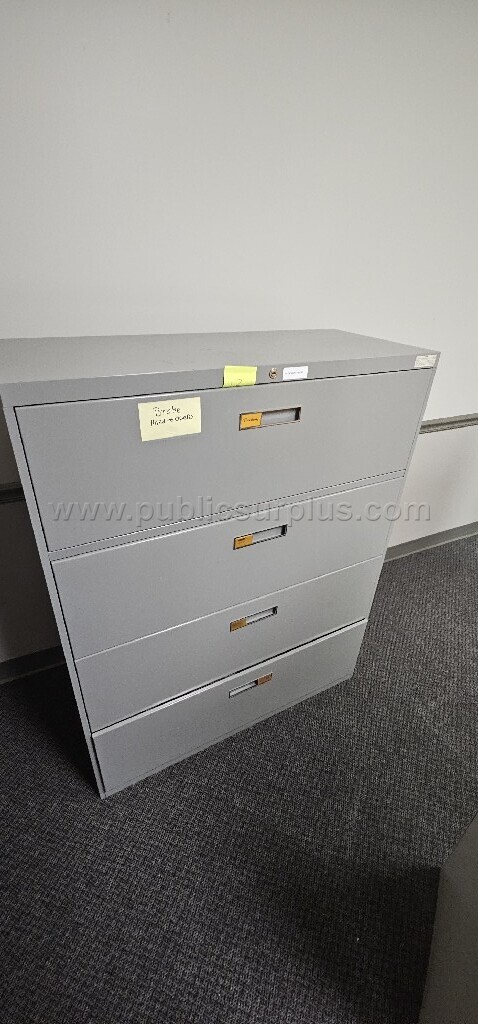 4 drawer grey lateral file cabinet (#13) — photo 1