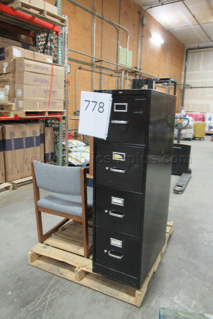 FILE CABINET / BLUE CLOTH CHAIRS - PALLET 778 — photo 1