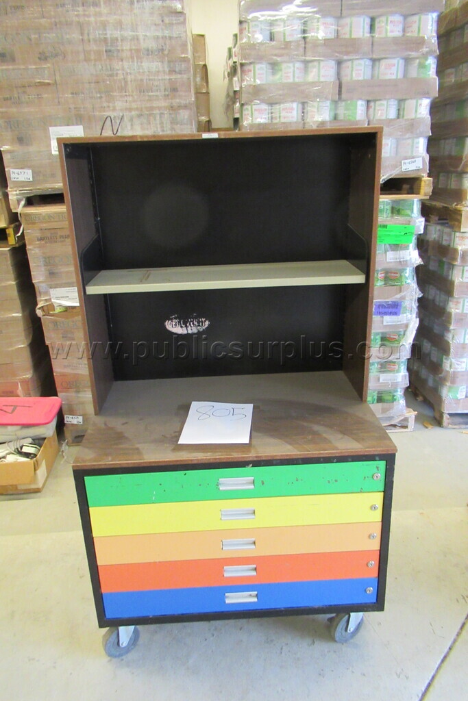 ROLLING BOOKSHELF W/DRAWERS - PALLET 805 — photo 1