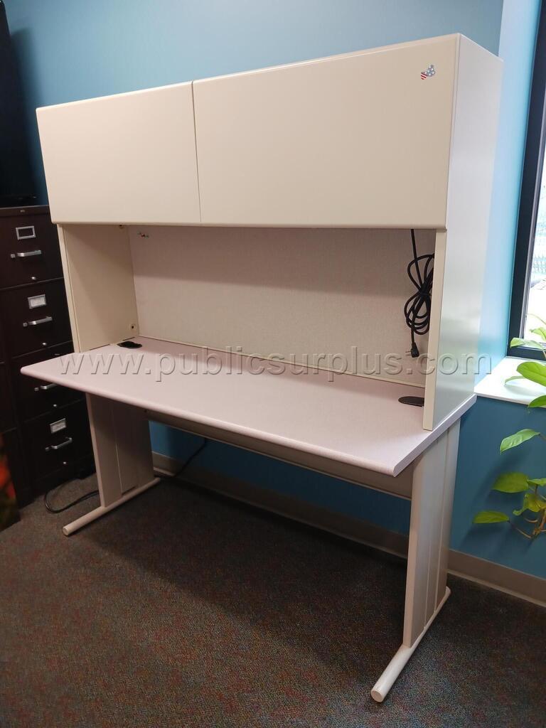 Hon StationMaster Table/Desk with Matching Overhead Storage — photo 1