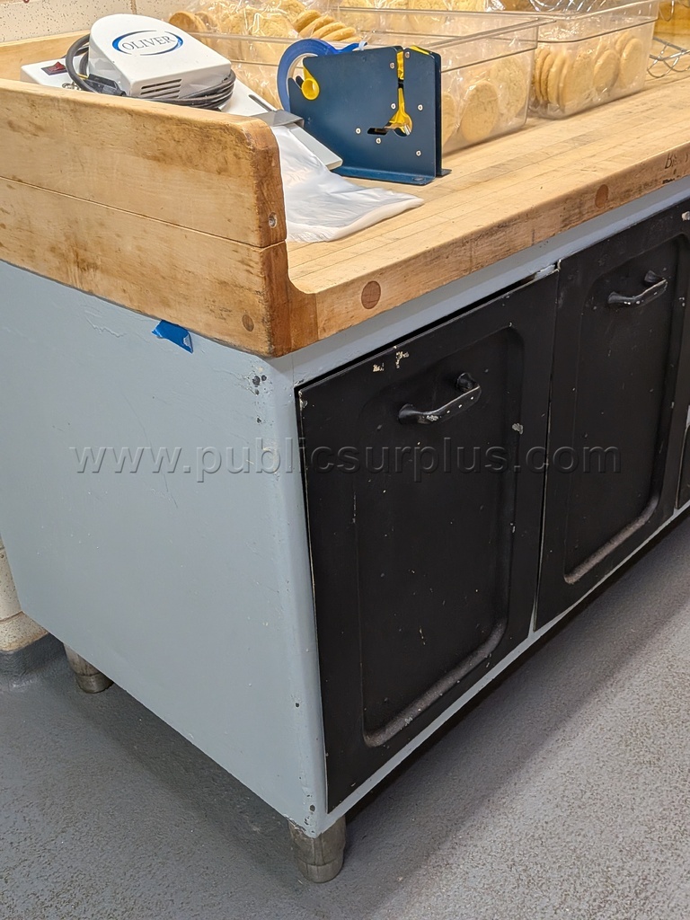 Butcher Block Top Work Table with Bins — photo 1
