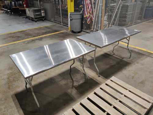 Two Stainless Steel Folding Tables — photo 1