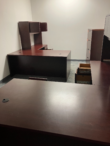 SECRETARY SUITE DESKS AND FILE CABINET — photo 1