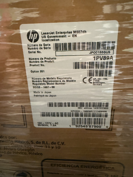 HEWLETT PACKARD M507 PRINTER WITH TRAY — photo 1