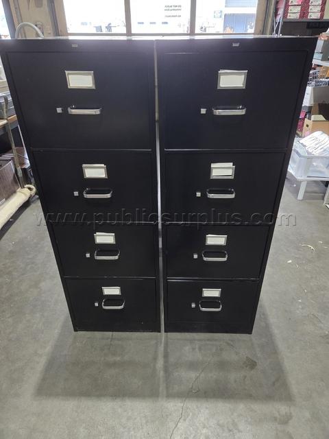 (2) Identical Black 4-Drawer Filing Cabinets