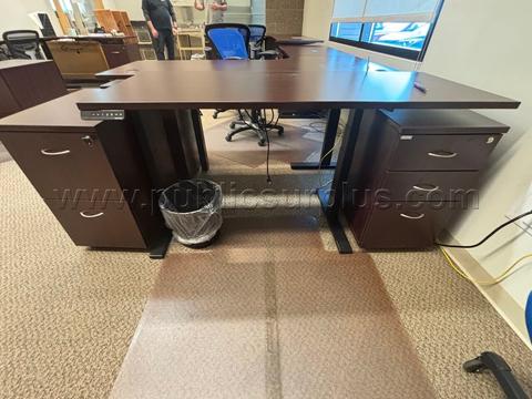 Adjustable-height Desk with pedestal File Cabinet (Simple)