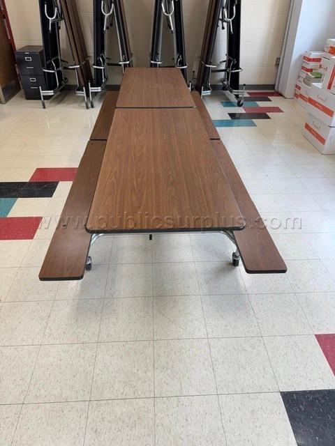 Rectangle Mobile Cafeteria Table with Benches